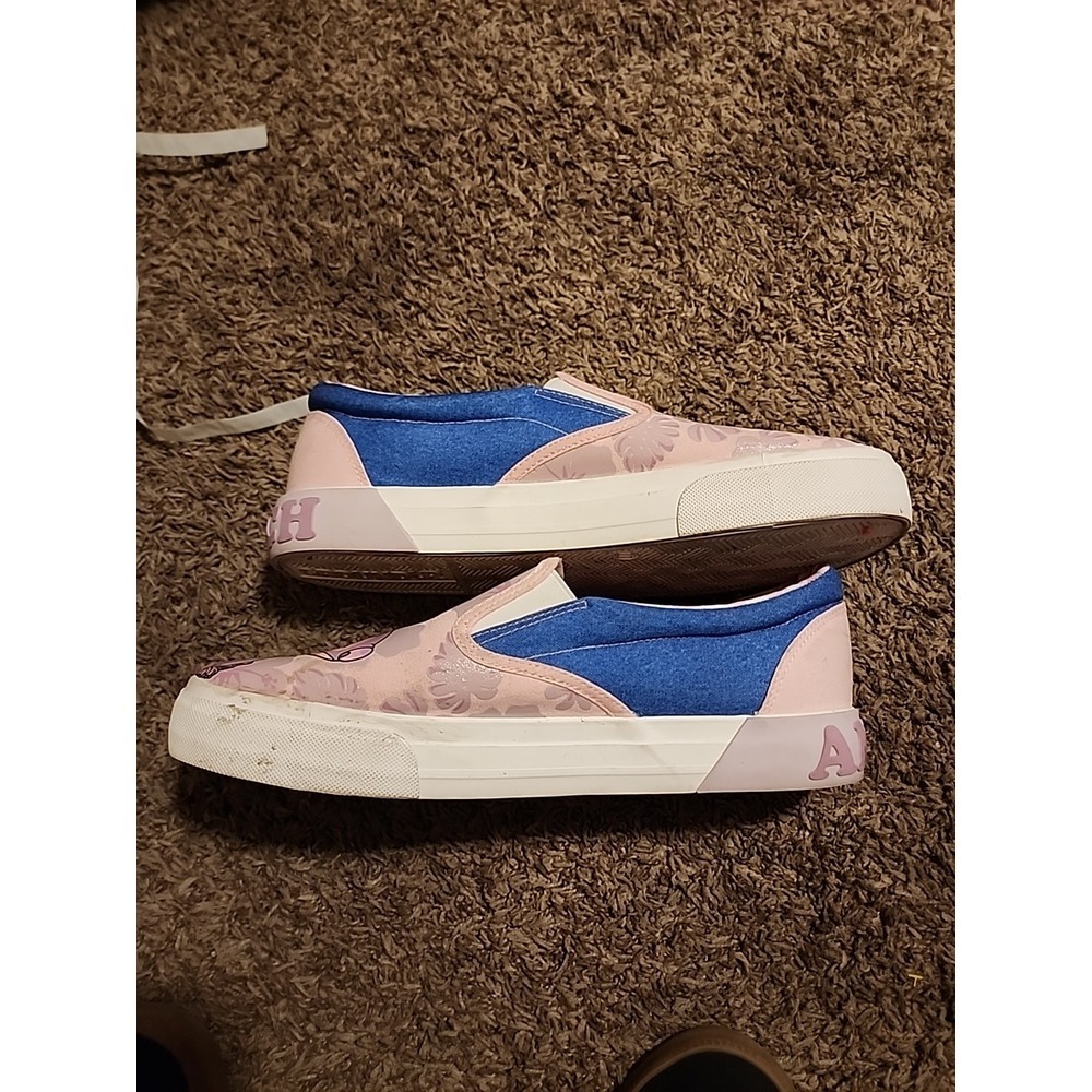 Disney Stitch And Angel Slip On Shoes Unisex M 11 - W 12.5 Pink And Blue Used - Picture 8 of 8